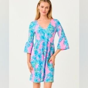 Lilly Pulitzer Jannie V-Neck Three Quarter Sleeve Mini Dress Size Small NWT